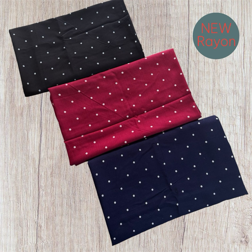 Kain Katun Rayon Viscose Premium - Kain Rayon Motif Polkadot Terpopuler - Kain Katun Original - Kain