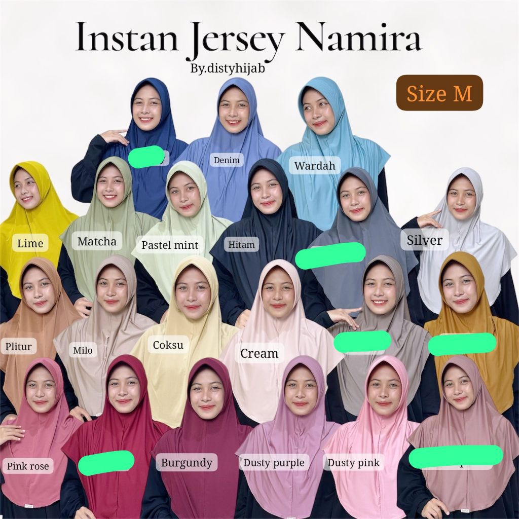 Hijab instan Jersey Namira/ Hijab ped jersey/Hijab bergo daily/Disty Collection