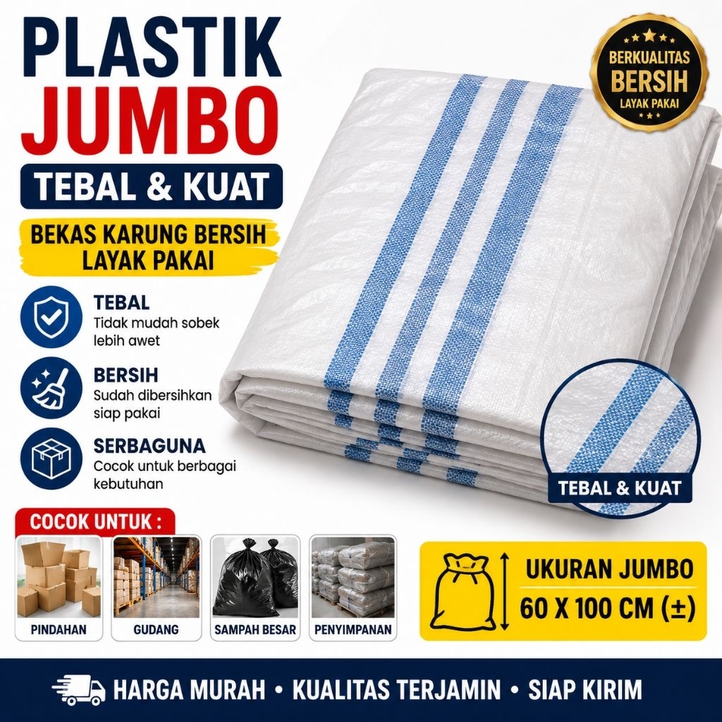 Kantung Plastik Jumbo Tebal Bekas Karung Bersih Anti Bocor Ukuran Besar Serbaguna karung Plastik Jum
