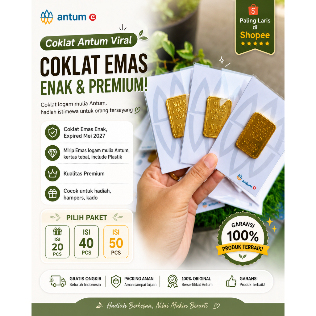 [COKLAT ANTUM OFFICIAL] MINI GIFT COKELAT ANTUM EMAS Kado Hadiah Resign Farewell Wisuda Sidang Skrip
