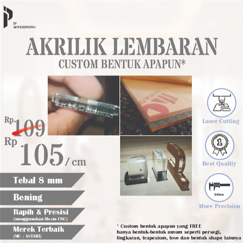 AKRILIK BENING 8mm / TERMURAH Rp 105 / CUSTOM AKRILIK CLEAR KUSTOM 8 MM / AKRILIK CUSTOM 8 mm / LEMB