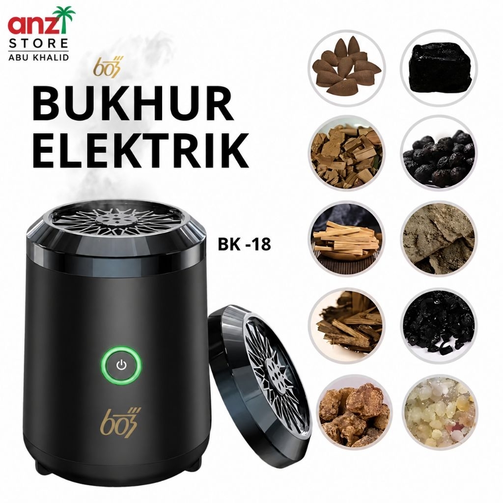Mabkhara Tempat Bakar Dupa Bukhur Elektrik Hitam 603 Portable