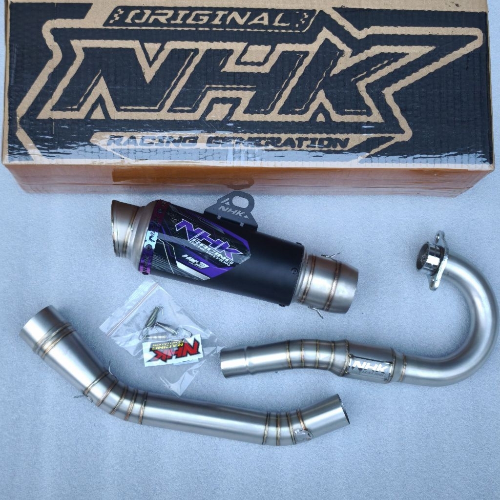 Knalpot NHK HK-3 Bore Up Kompetisi KLX 150 CRF 150 D-TRACKER  150 WR 155 Original Suara Ngebas Bulat