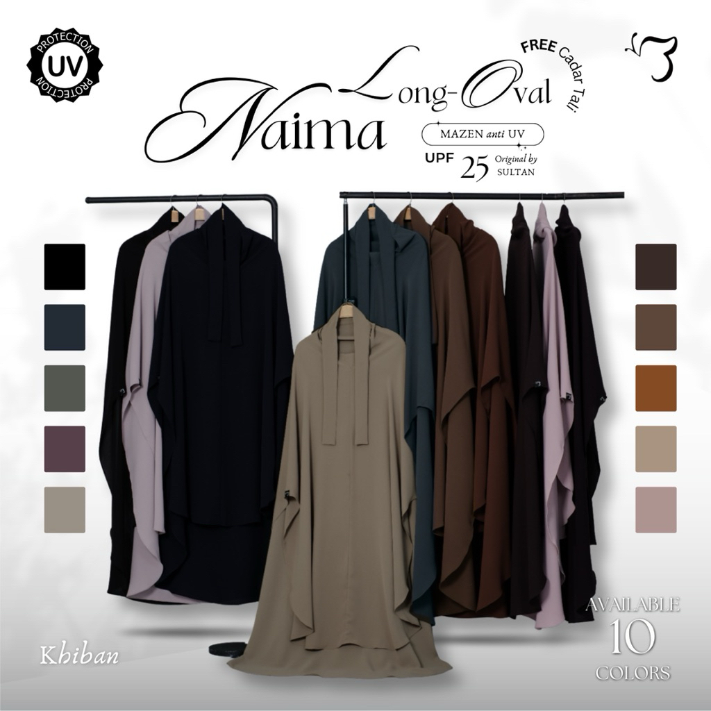 Bonavista - Khiban Naima (OVAL LONG MAZEN) Khimar bandana bahan mazen anti uv by sultan Khiban mazen