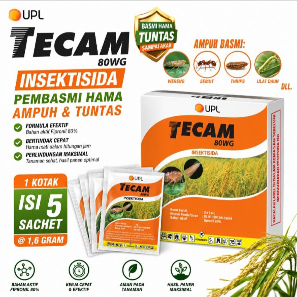 TECAM 80 WG | Insektisida sistemik Fipronil 80% Pengendali Wereng, Walang Sangit, Semut