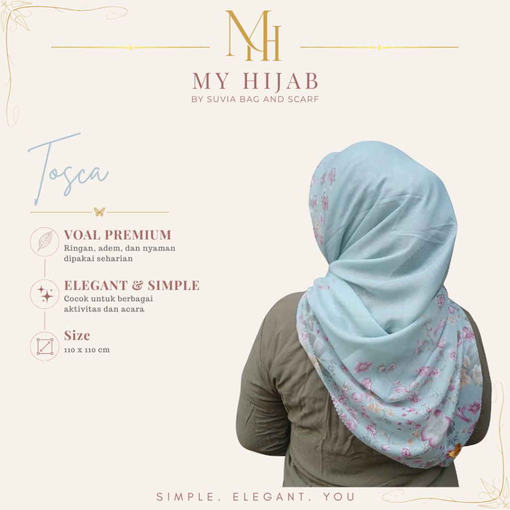 MY HIJAB | HIJAB SEGI EMPAT | VOAL PREMIUM | Warna Hijau Tosca