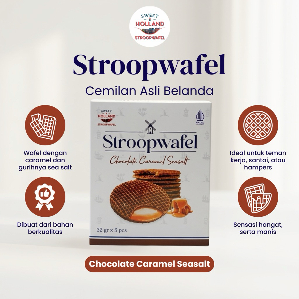 Stroopwafel Sweet Holland Chocolate Caramel Isi Lumer 5 pcs Snack Manis Cemilan Asli Belanda