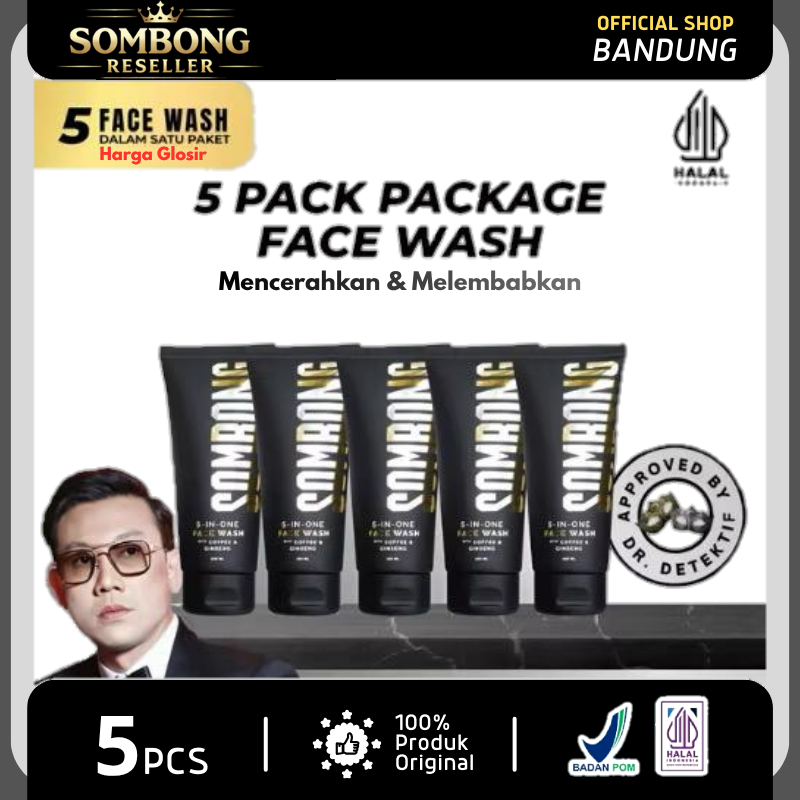 SOMBONG Five 5-in-1 Face Wash With Coffee & Ginseng Sabun Pembersih Wajah Pria 100ml