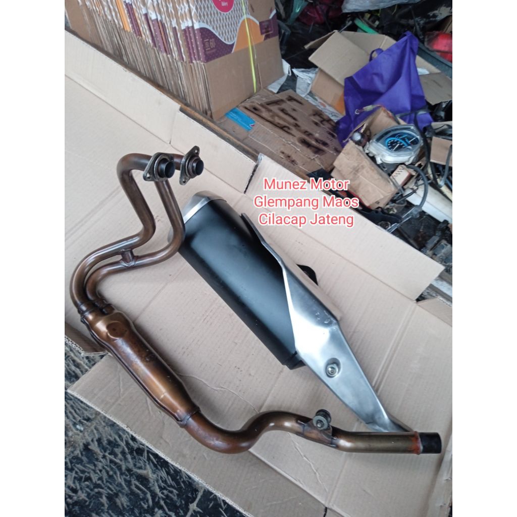 Knalpot Ninja 250fi Old Original Copotan Lengkap Header ( 2013-up ) / Ninja 2 Silinder