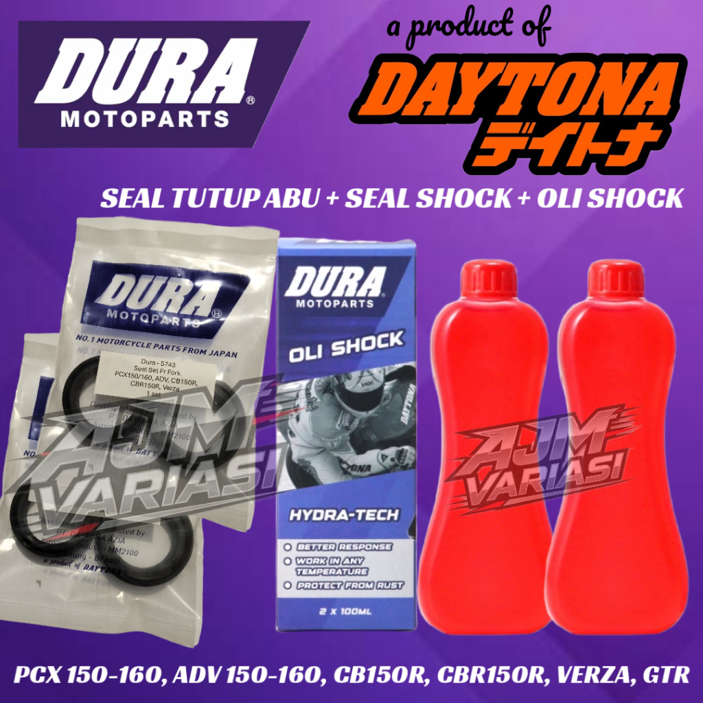 Paket Seal Shock + Oli Shock Dura By DAYTONA PCX 150, PCX 160, ADV 150, ADV 160, CB150R, CBR150R, VE