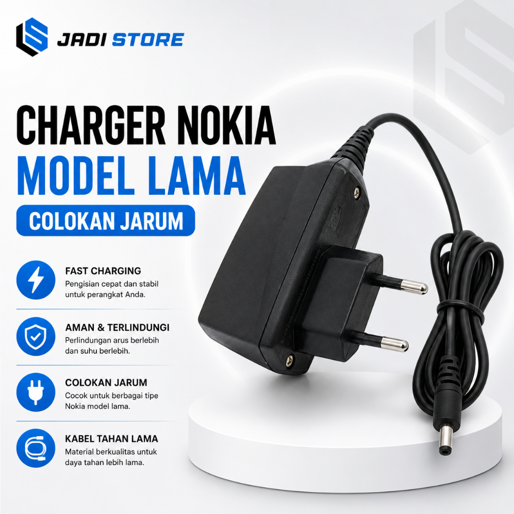 JADI STORE Charger Casan HP Nokia Lubang Colokan Jarum Besar Kecil Charger HP Jadul Lama Original Ch