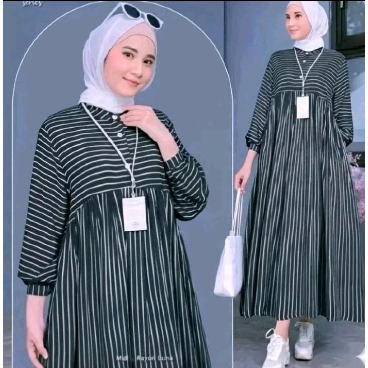 Nadya Midi Dress Muslim Wanita Katun Viscose