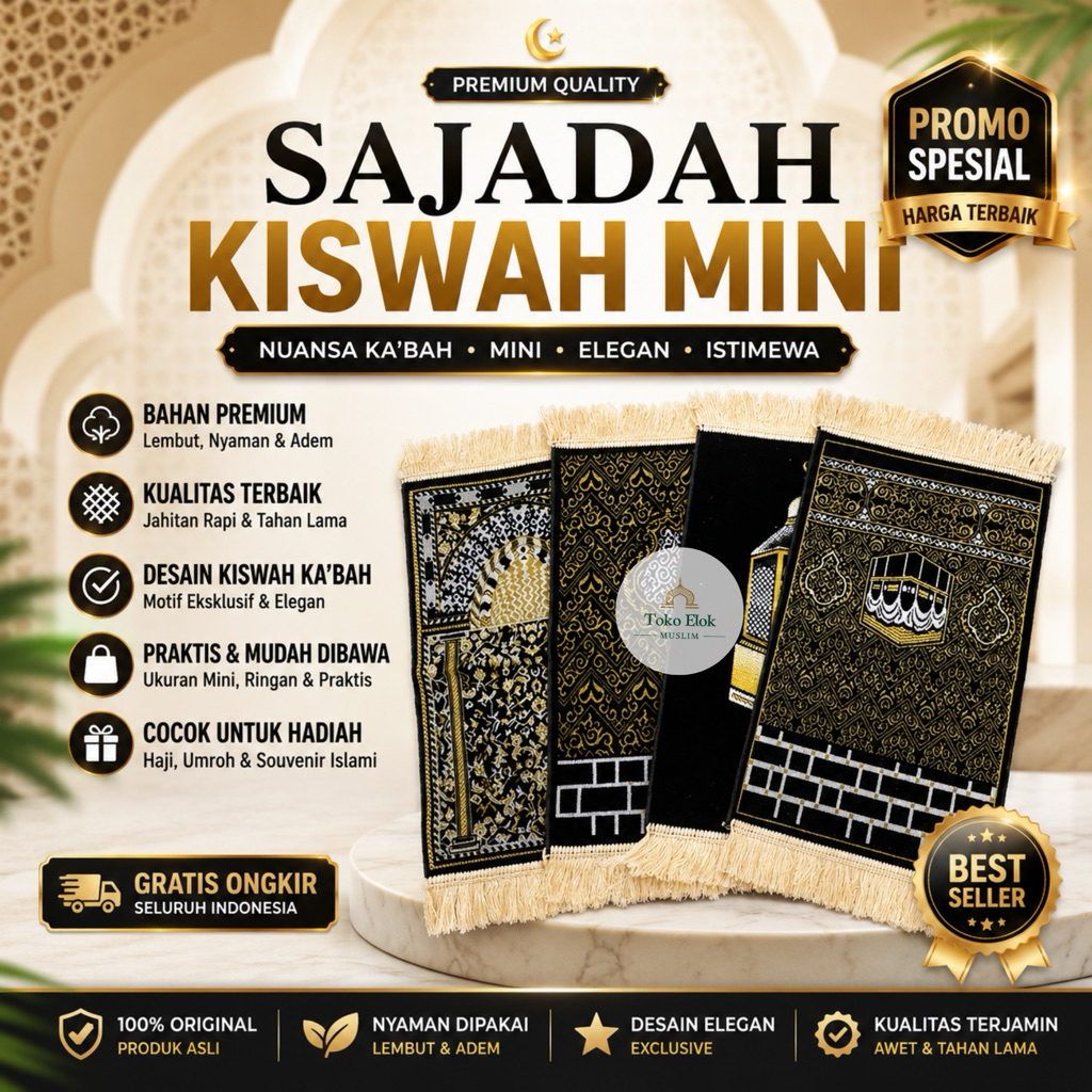 sajadah Turki kiswah mini /sajadah 3/4 muka/sajadah muka turki motif terlaris kiswah nurtek kepala