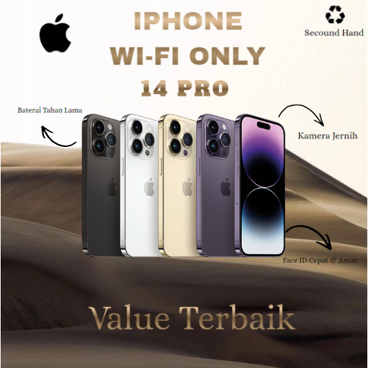 IPHONE 14 PRO WIFI ONLY 128GB/256GB SECOND FULLSET BERGARANSI
