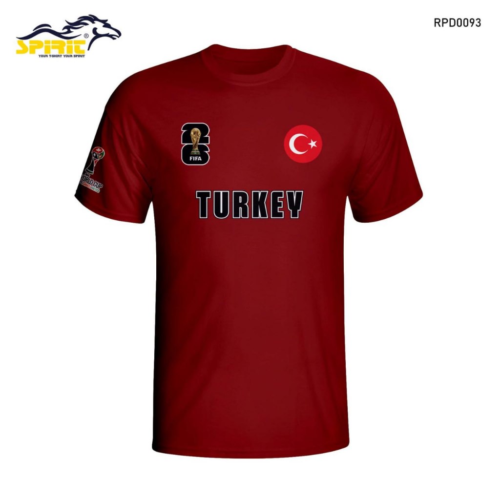 KAOS TIMNAS TURKEY BAJU KAOS Tim Nasional Sepak Bola Turki Lengan Pendek 2026 Katun Combat 24s