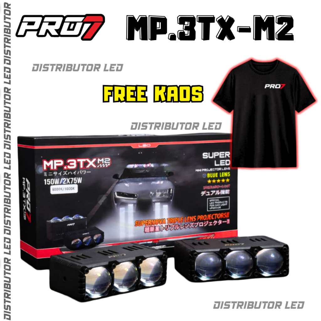 [BONUS KAOS] MINI PROJIE 3 MATA PRO7 MP3TXM2 MP 3TX M2 MP3TX-M2 150W/2X75 SUPERLED BLUELENS