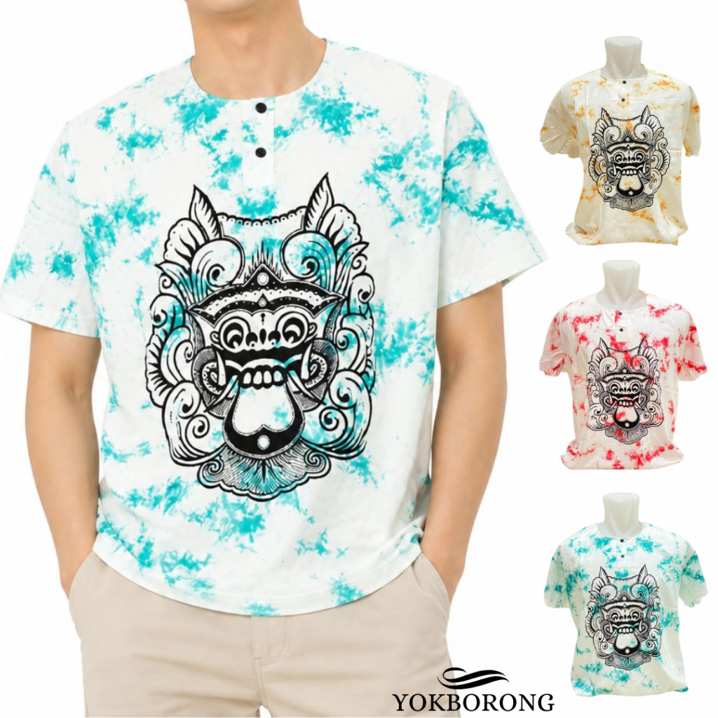 Baju Barong Bali Pria Wanita Bahan Rayon Adem Motif Tie Dye Kekinian Nyaman Dipakai Seharian