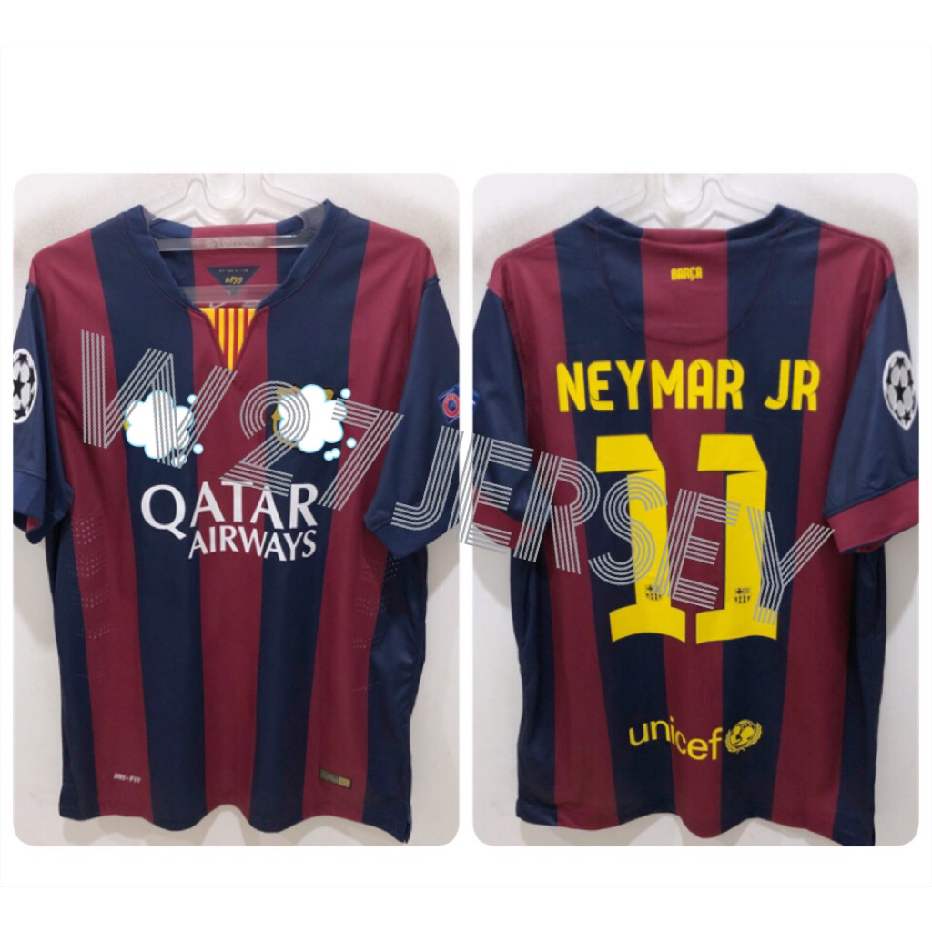 JERSEY RETRO - BARCELONA HOME 2014-2015 name player Iniesta, Neymar Jr + Patch UCL