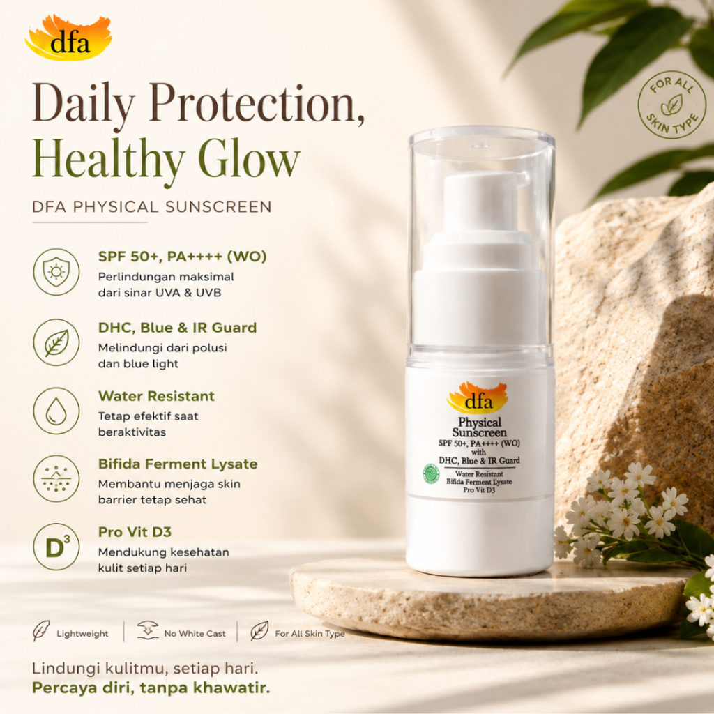 DFA WO SUNSCREEN SPF 50 PA+++ | SUNSCREEN SPF 50 | SUNSCREEN PA+++ | SUNSCREEN MENCERAHKAN