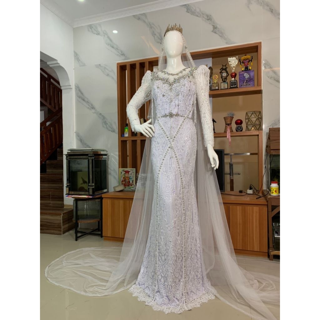 kebaya pengantin putih murah/gaun pengantin putih full Payet