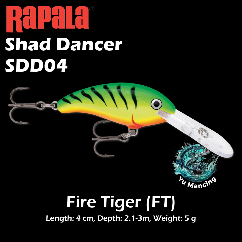 Lure Rapala Shad Dancer SDD04 - Umpan Casting Trolling Minnow 4cm 5gr Depth: 2.1-3m