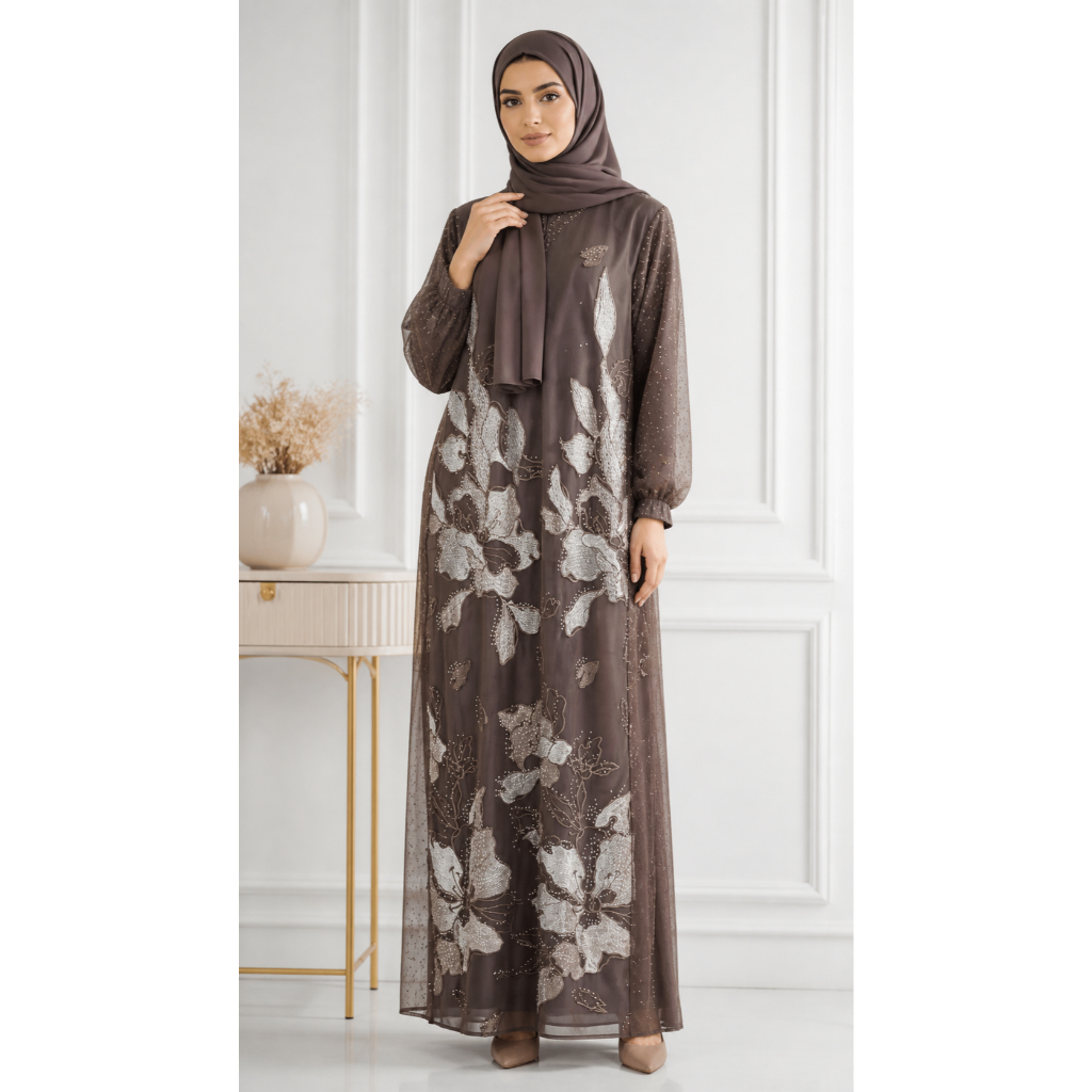 Abaya motif bunga