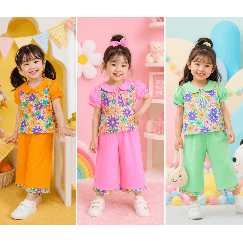 DEVANYA X TOKOLOBO TIARA SET | SET ANAK BUNGA |SETELAN HARIAN ANAK FLORAL KEKINIAN
