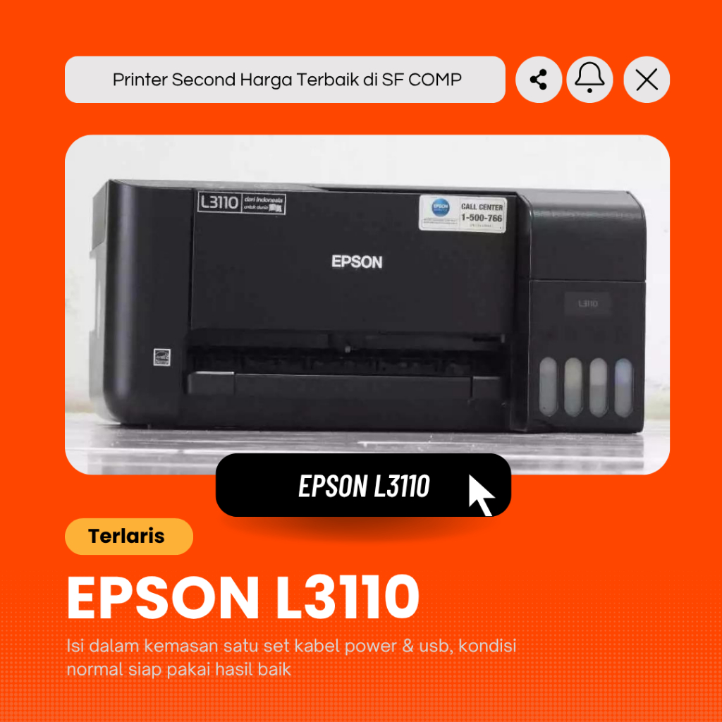 Epson L3110 / L3210 Printer EcoTank - Bekas Like New