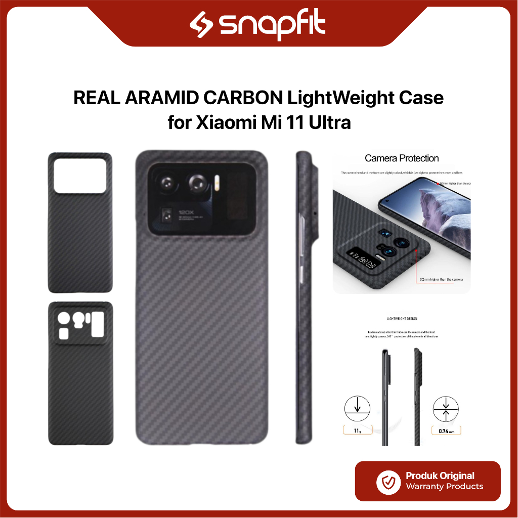Case for Xiaomi Mi 11 Ultra Real Aramid Carbon Ultra Thin Lightweight Premium Cover