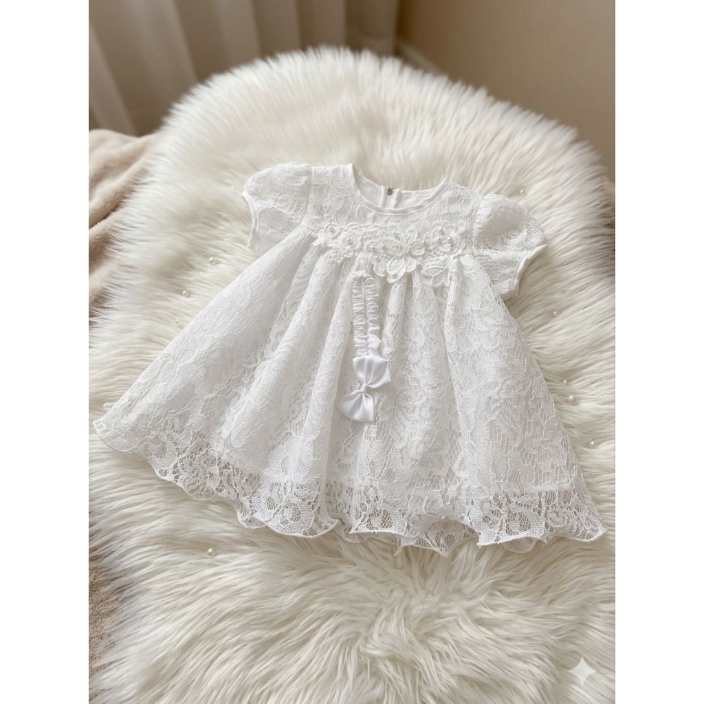 Gaun bayi perempuan putih 0-12bulan,dress bayi putih,gaun aqiqah newbornGAMIS MEWAH AQIQAH/PURE WHIT