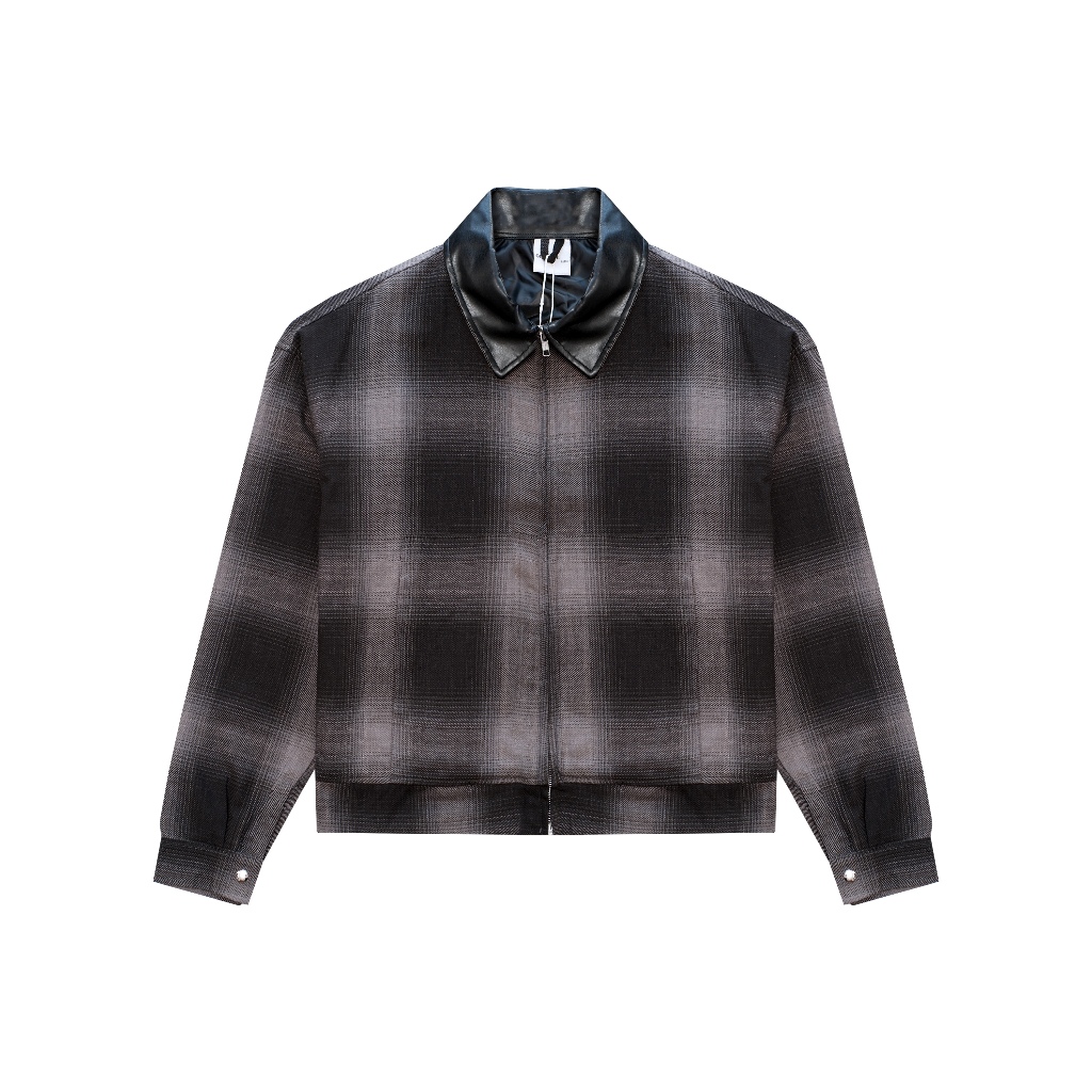 GrowthCasual - Leather Cuff Obsidian Smoke Flannel Jacket