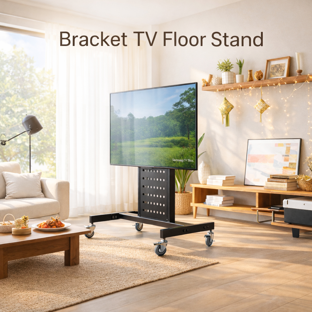 TV Stand Berdiri Bracket TV Floor Stand Wheel VESA 600x400 for 32-65 Inch TV