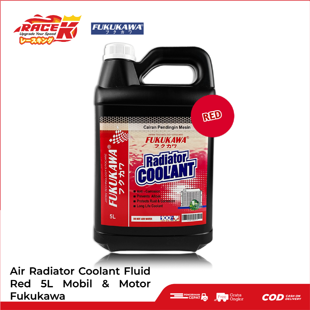 Fukukawa Air Radiator Coolant Pendingin Motor Mobil Red 5 L 5000 ml Merah