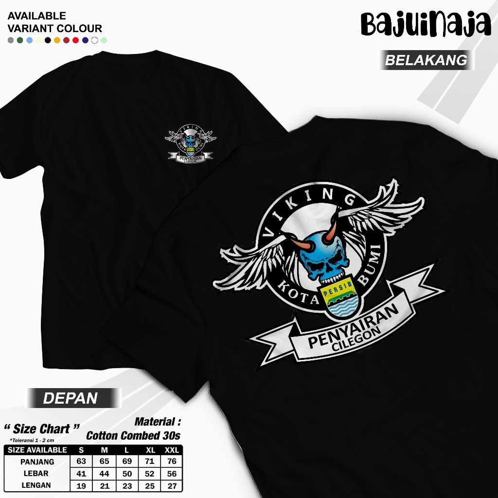 Kaos Viking Kota Bumi Penyairan Cilegon Hitam Lengan Pendek Cotton Combed 30s
