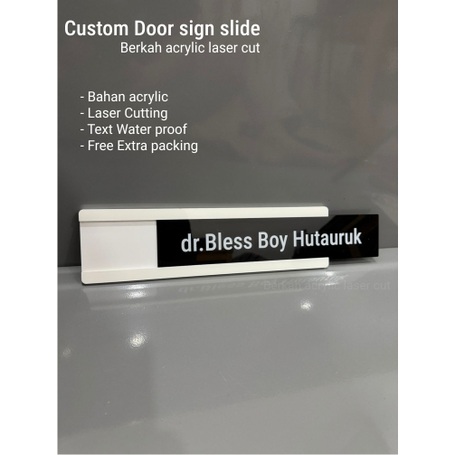 AKRILIK DOORSIGN / NAMA PINTU GESER / PAPAN NAMA RUANGAN SLIDING