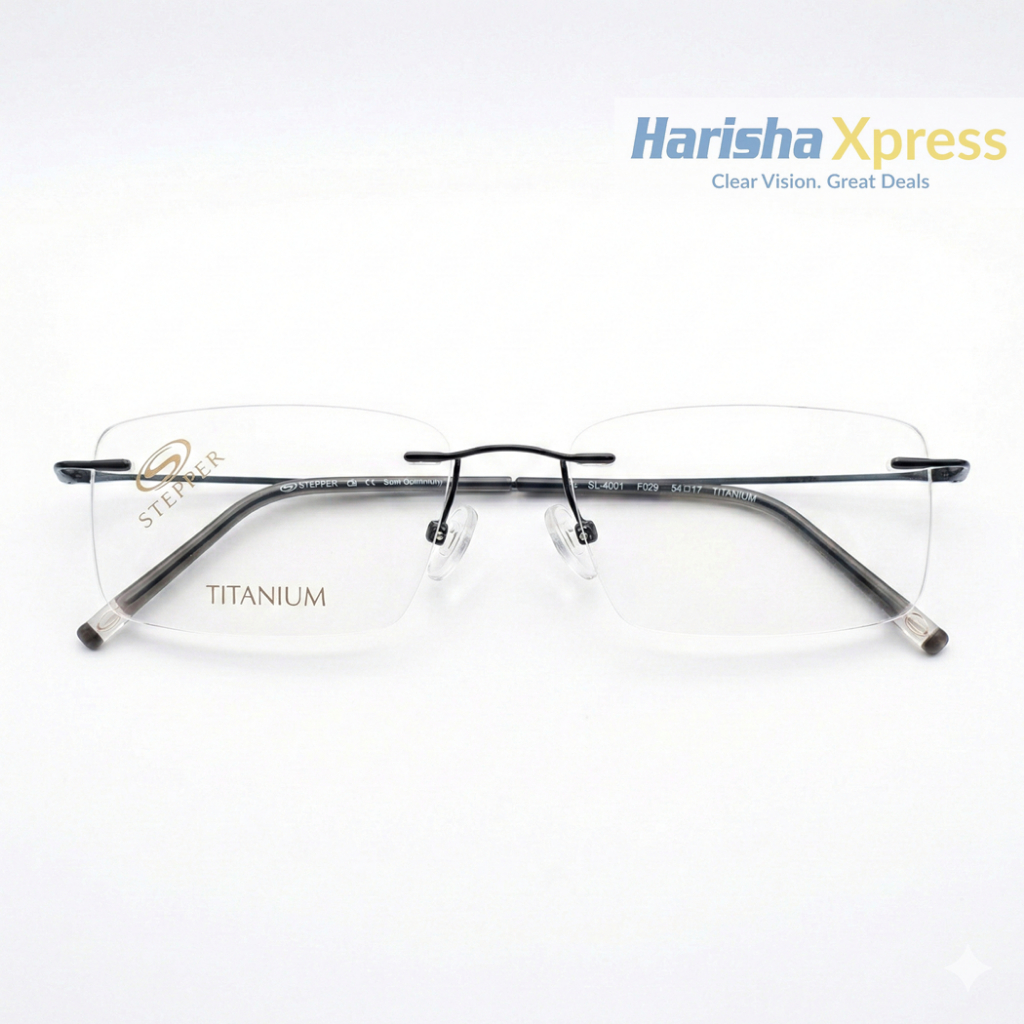 SALE - Frame Kacamata Unisex Rimless Titanium Stepper 4001 Original