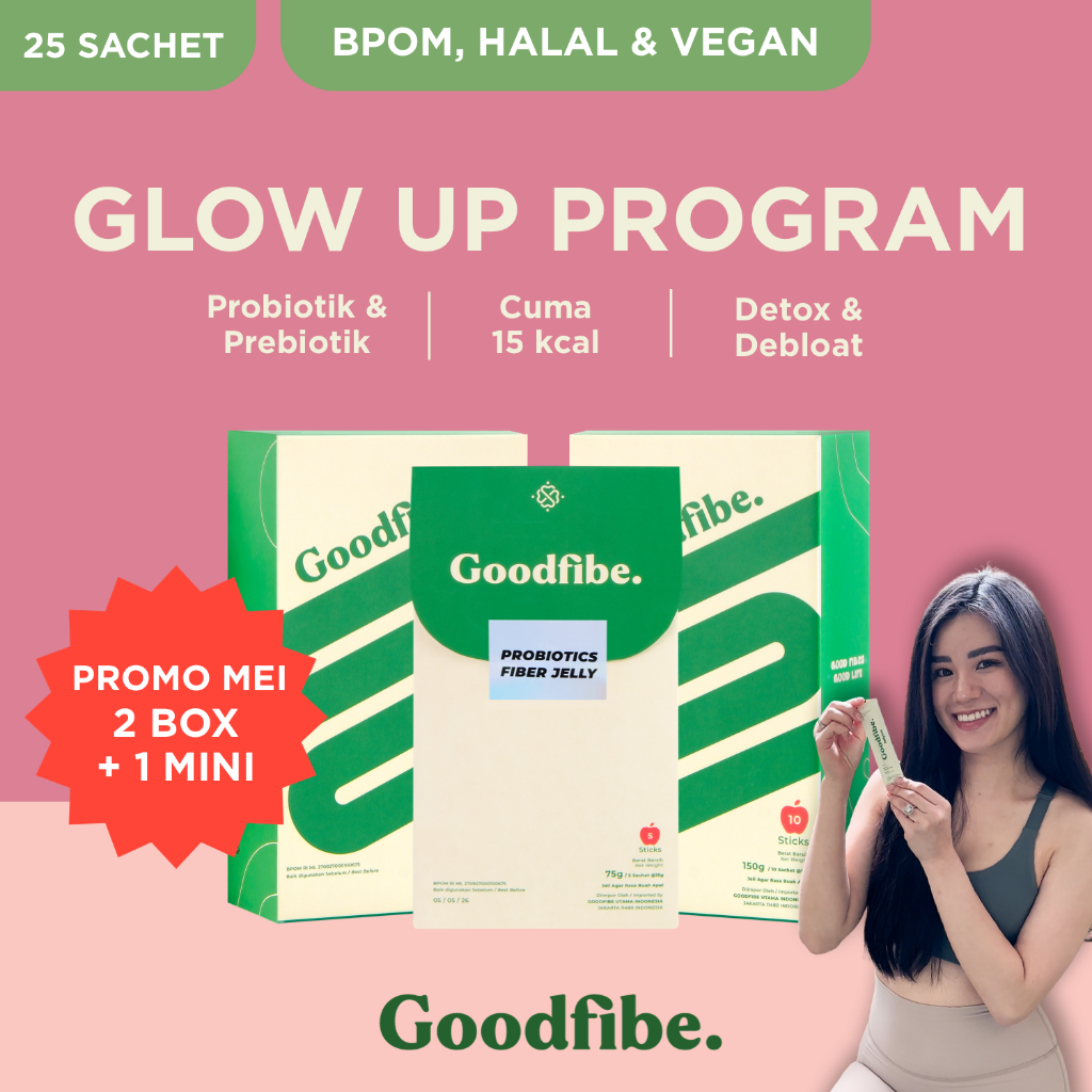 JUNE Glow Up 2 Box + 1 Mini Box — Goodfibe Jellytox Fiber Jelly Probiotik Suplemen untuk Diet dan De