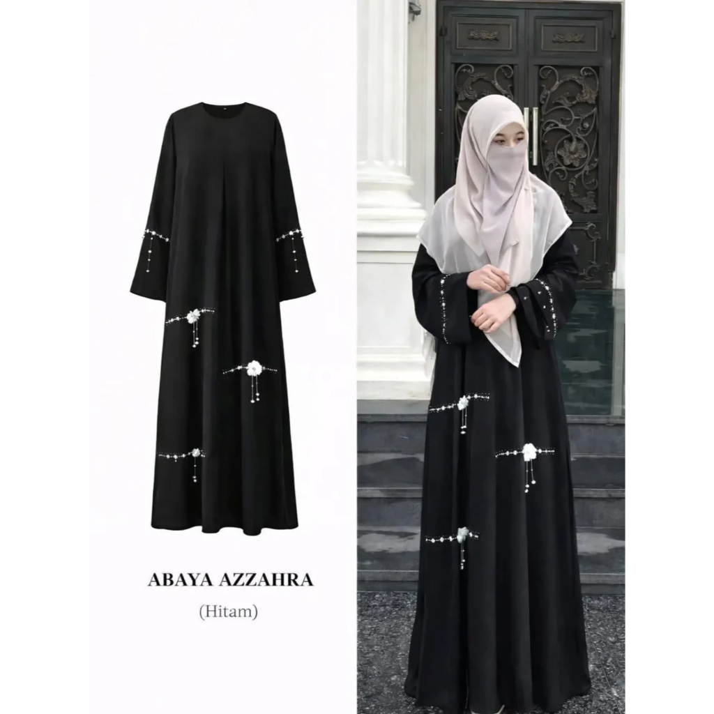 set abaya azzahra Matt Ceruty Babydoll/setelan rok tunik abaya melayu/set rok abaya tunik free Pasmi