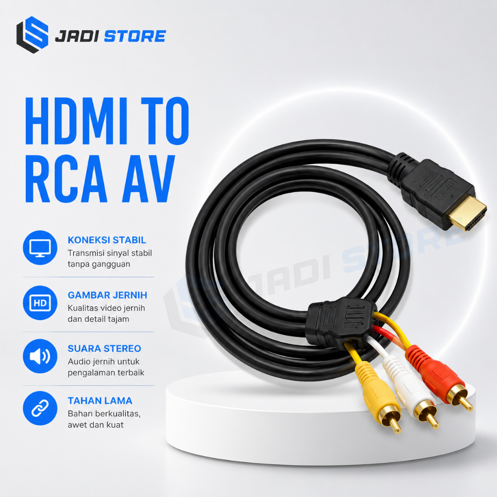 Kabel HDMI to RCA AV 3 Cabang 1.5 Meter Adapter Audio Video untuk TV Tabung Game Console HDMI ke RCA