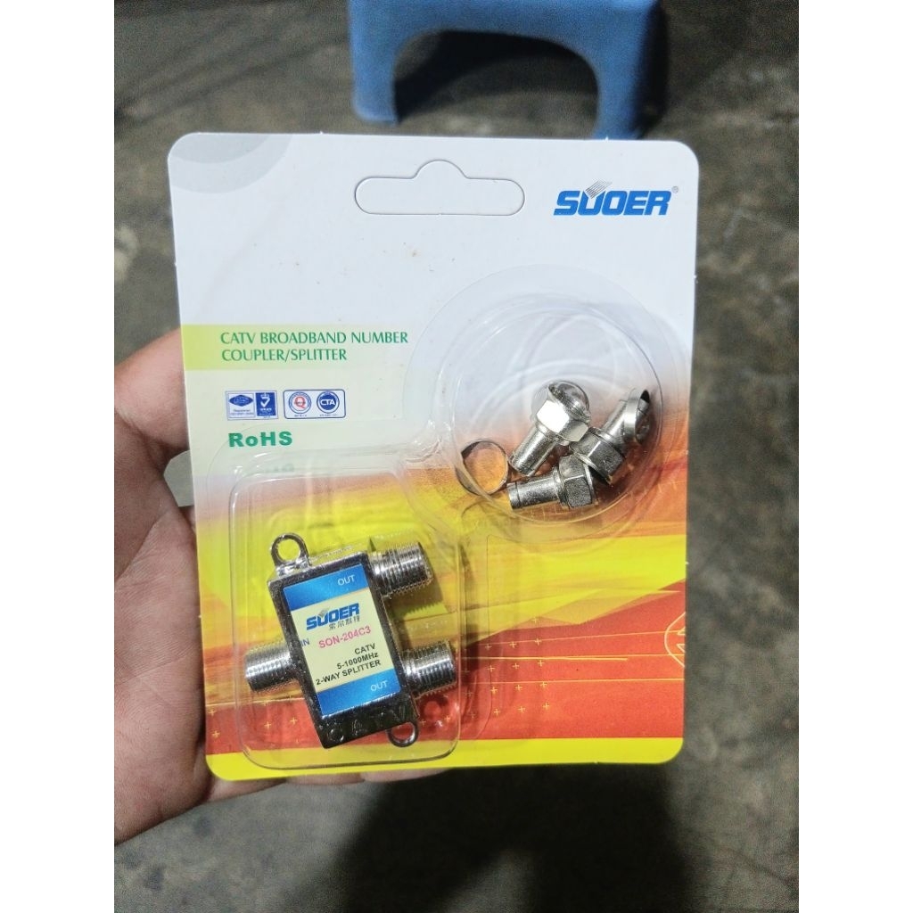 Suoer Splitter 2 Way / Splitter Cabang Pembagi Penguat Antena TV Output 2 Jalur  / Spliter Antena TV