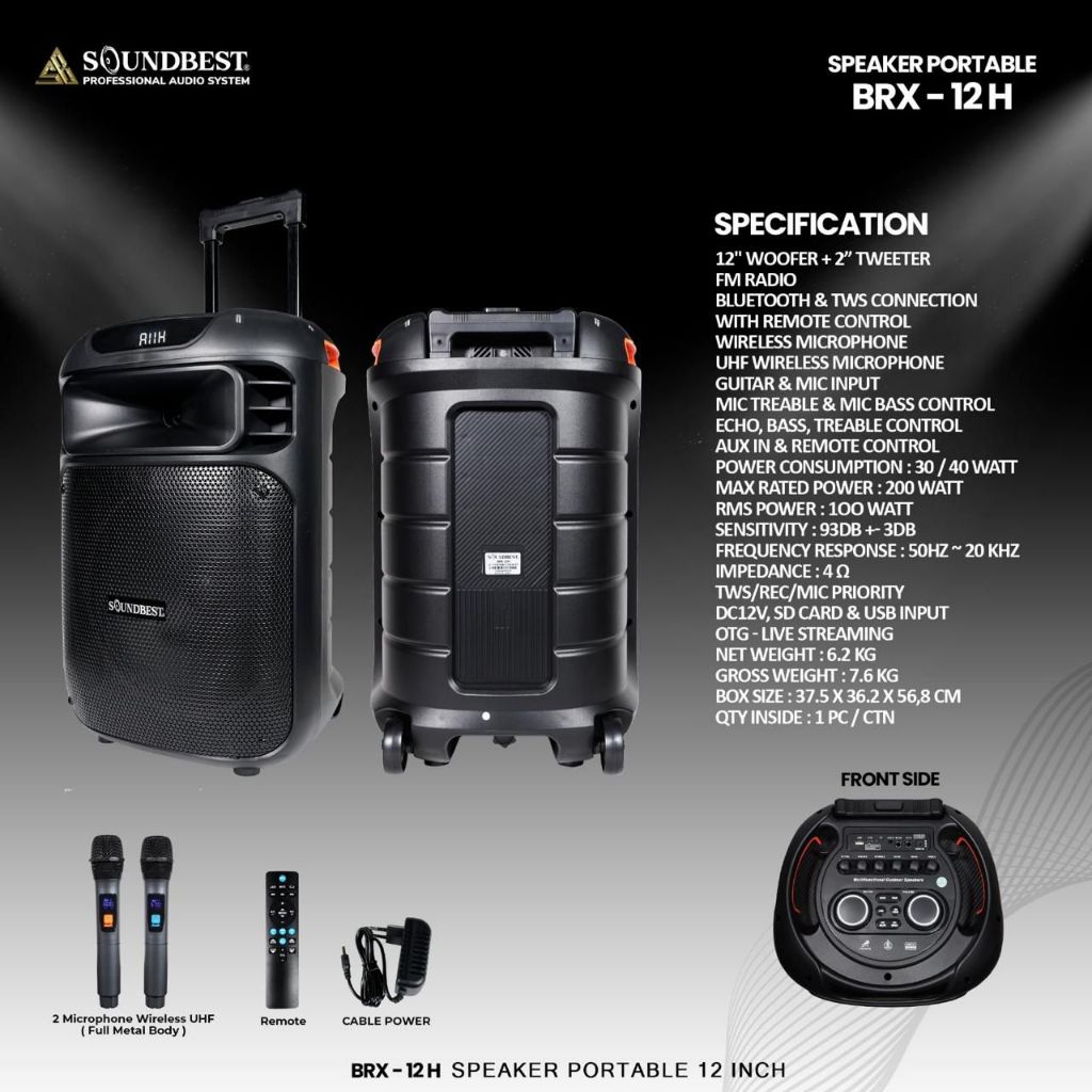 SOUNDBEST SPEAKER PORTABLE BRX 12 H / BRX12H / BRX12 H / BRX 12H