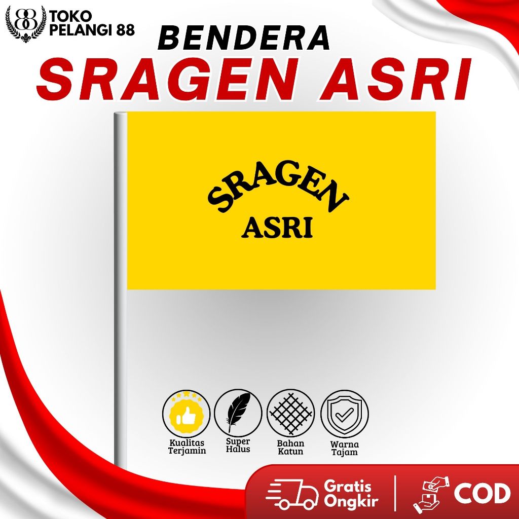 Bendera Sragen Asri Kabupaten Sragen Bahan Halus Sablon Ukuran 80x50cm