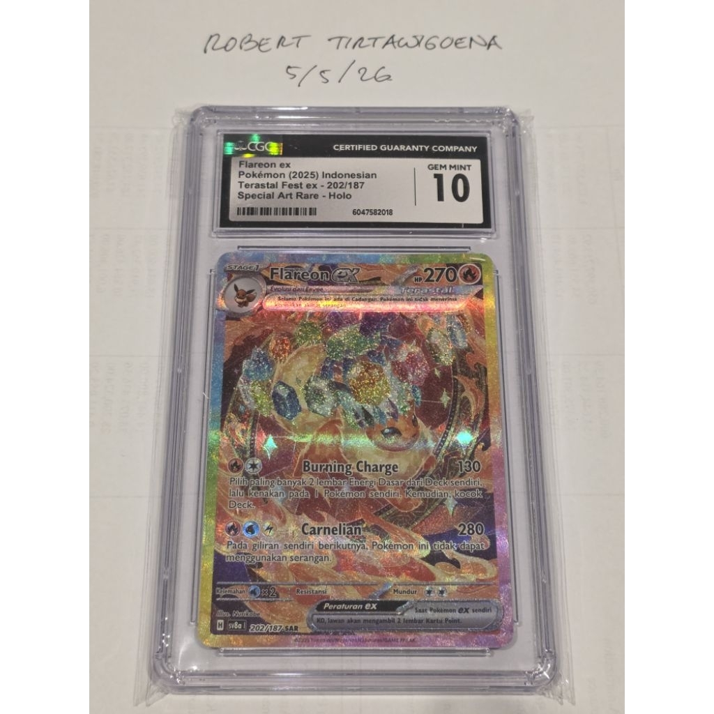 Pokemon TCG Flareon Terrastal Festival Indonesia CGC 10