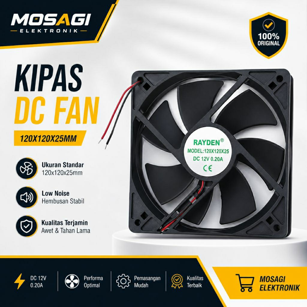 Kipas Fan DC 12x12 12V Brushless Cooling Fan Normal / High Speed