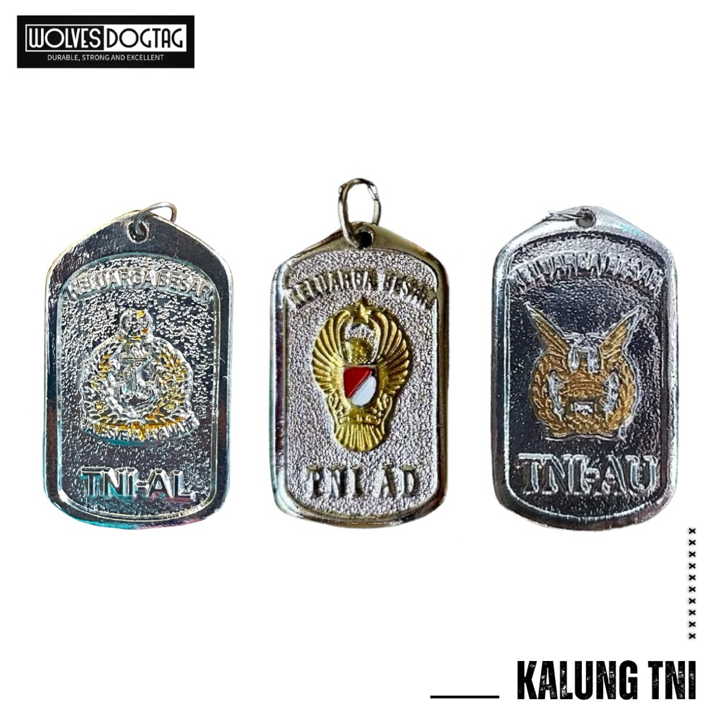 Kalung TNI AD / TNI AL / TNI AU / Kalung Cor / Kalung Tentara Nasional Indonesia  / Dog tag TNI / Ka