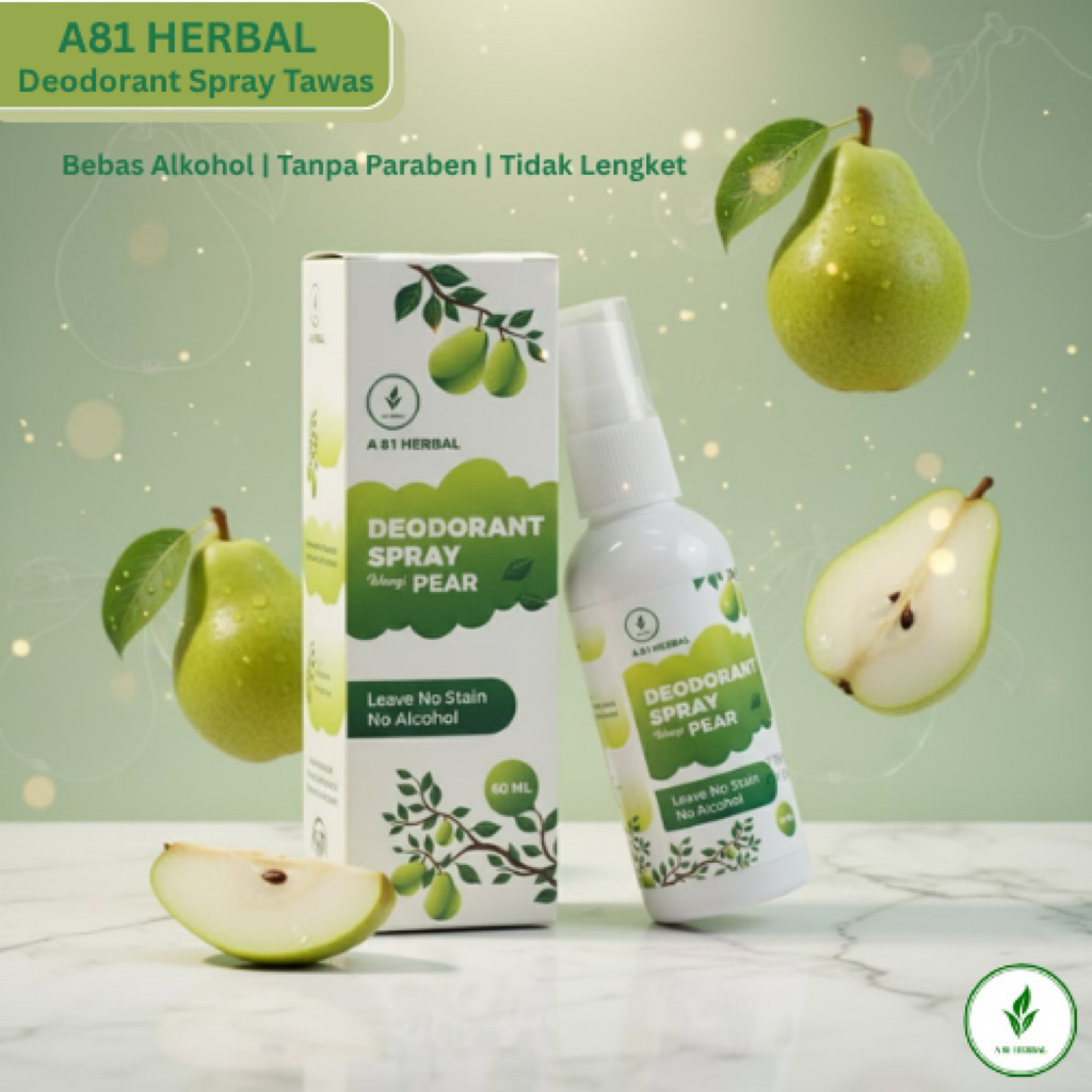 Abi Herbal Deodorant Spray Aroma Pear - Tawas Alami, Non Alkohol