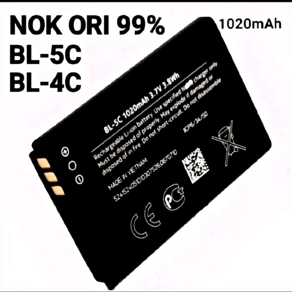 Baterai Nokia/ Batterai Batre Bat Nokia BL 4C/ BL 5C/ BL 4CB/ BL 5CB  Nokia 100% Original Asli