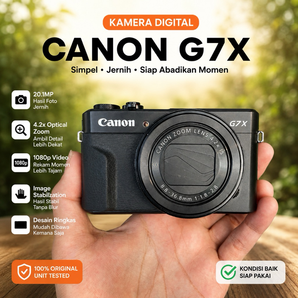 Canon G7X Mark II Like New Mulus Fullset Ori No Jamur Siap Pakai Vlogging Kamera Premium