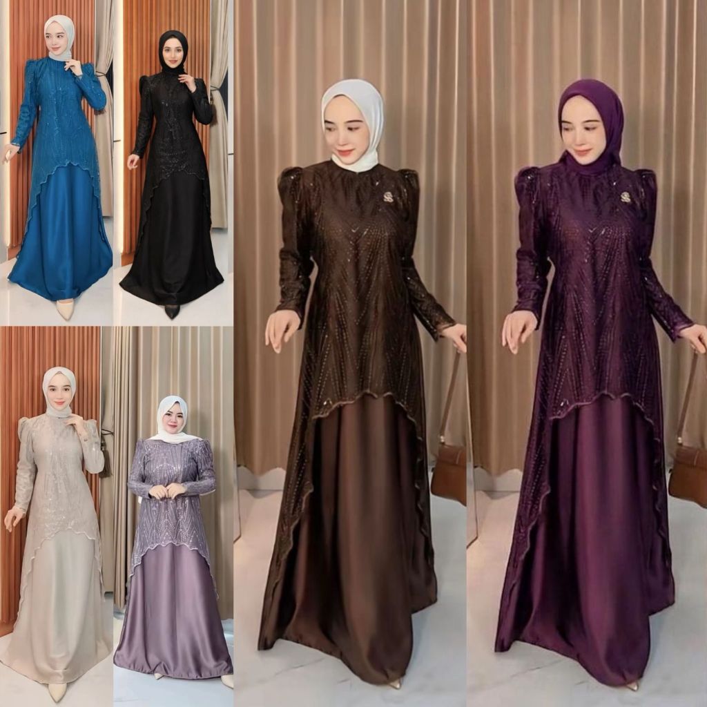 Mazaya Gamis Velvet Brokat Spangle Viral Model Terbaru 2026 Mewah Elegan  // Gaun Dress Pesta Kondan
