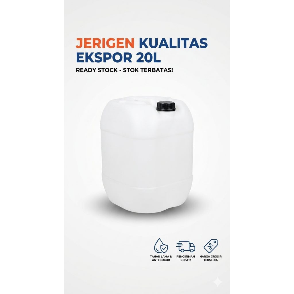 Jerigen 20 Lliter HDPE / Jerigen 20 Liter Food Grade plus tutup